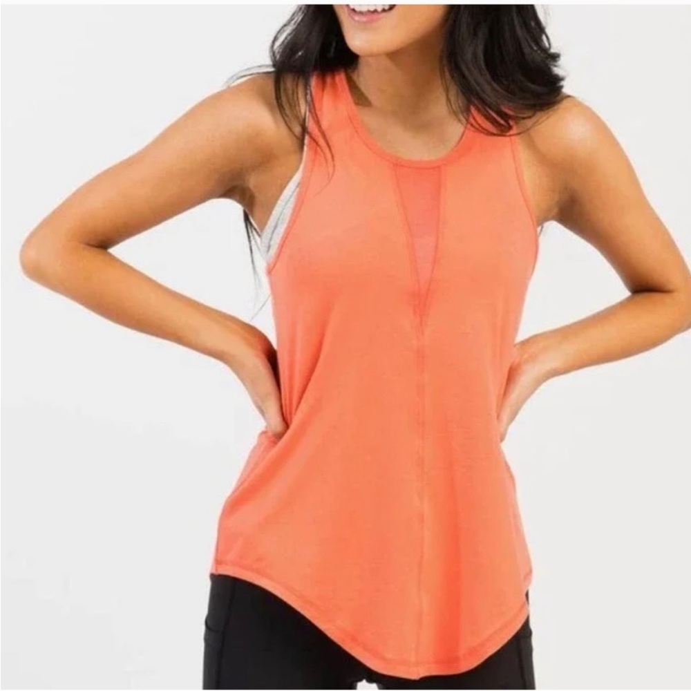 ZYIA Active Effortless Coral Orange Racerback Tank Top Workout Breathable Gym